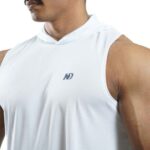 ND Training Tank Hoodie – White Navy - Image 2