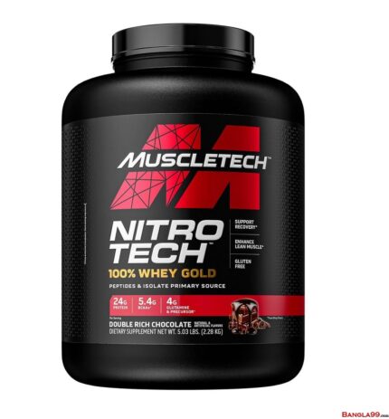 Muscletech Nitrotech 100% Whey Gold, Double Rich Chocolate, 5 Lbs